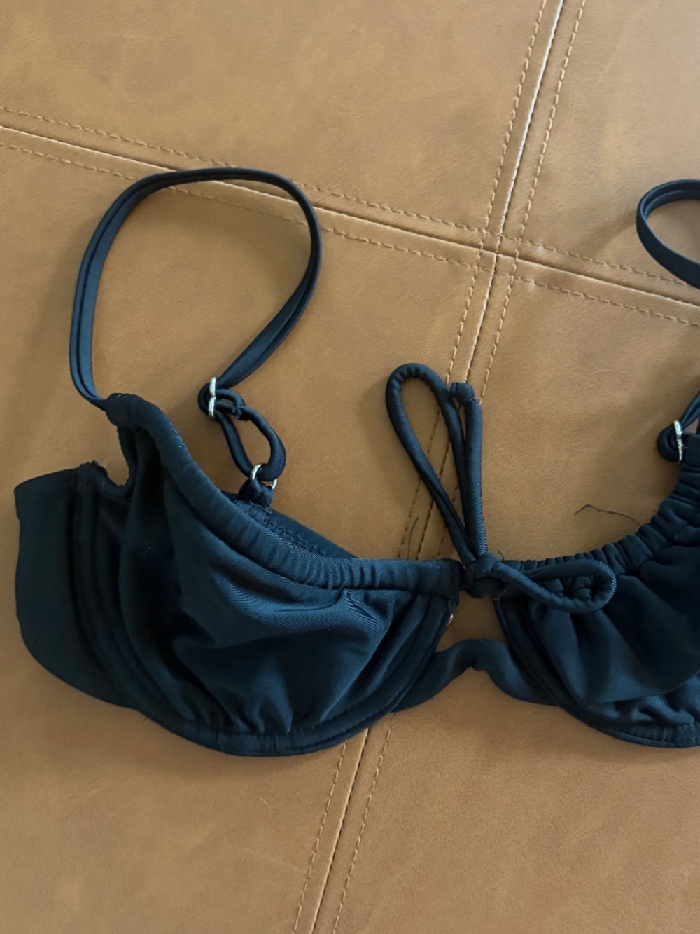 Xhilaration womens juniors size small solid black bikini top beach summer swim